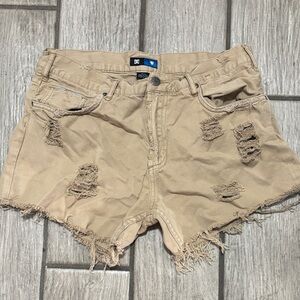 DC Women's Beige Distressed Jean Shorts